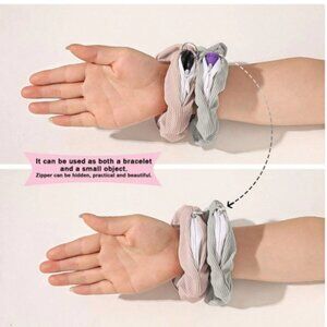 NEW! Hidden Pocket Hair Scrunchie Bracelet with Secret Zipper